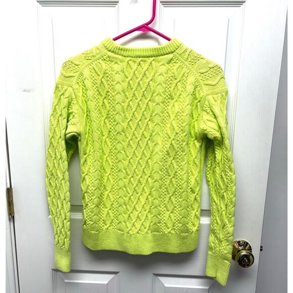 J. Crew Fluorescent Yellow Green Cotton Sweater, Crew Neck Pullover, Size S - Picture 4 of 4